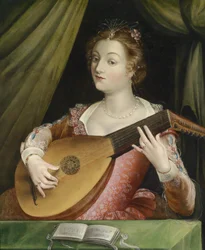 A Nobly Dressed Lute Player